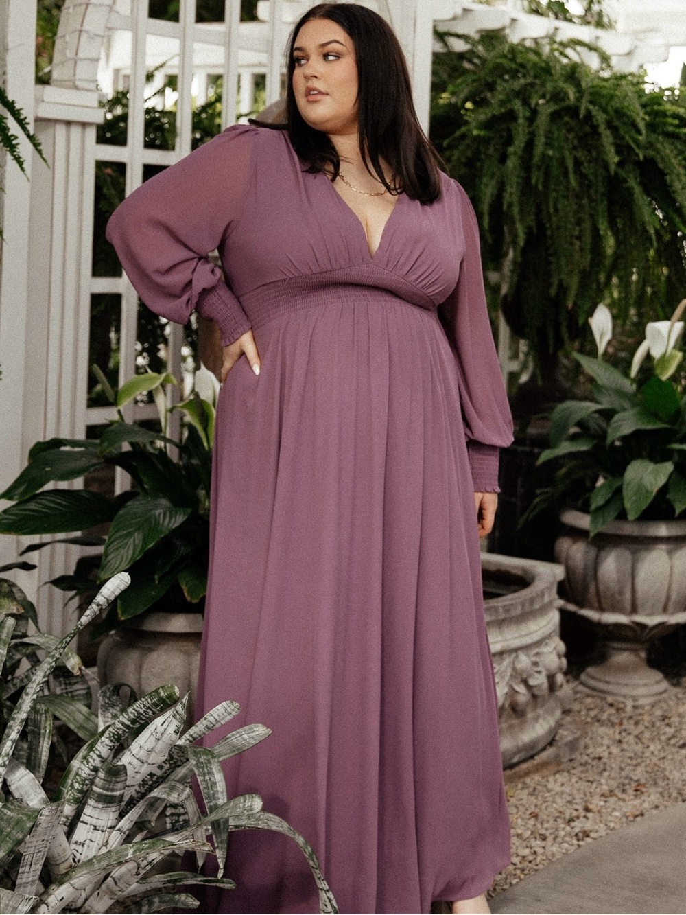 Baltic Born Olivia Chiffon Maxi Dress in Vintage Plum